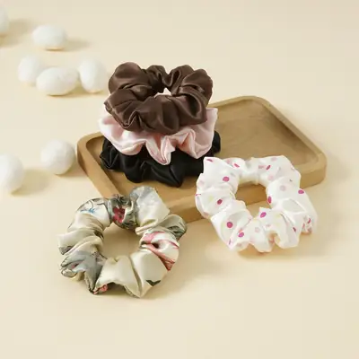 Navy Silk Hair Scrunchie for Women