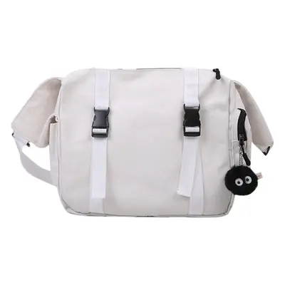 Women Canvas Crossbody Bag Large Capacity White
