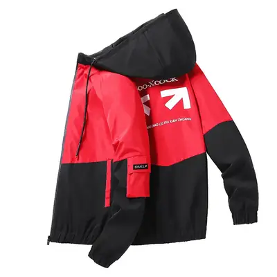 Teen Hooded Jacket Black Yellow Male Casual Sports Print