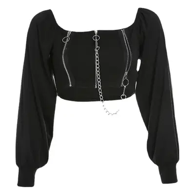 Black Chain Zipper Top for Girls