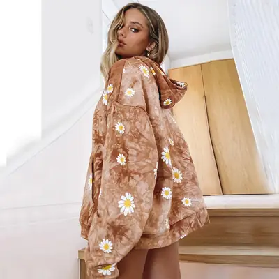 Yellow Daisy Hooded Jacket for Women