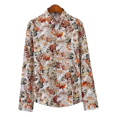 Men's Cotton Floral Shirt Long Sleeve