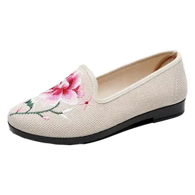 Women Embroidered Slip-On Shoes Maroon Floral Design