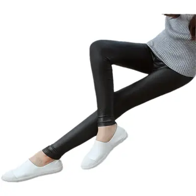 Black Leather Leggings Women Large Size Cropped Fit