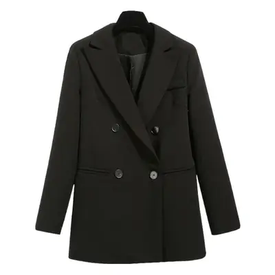 Women Korean Style Loose Blazer Jacket Black 2026