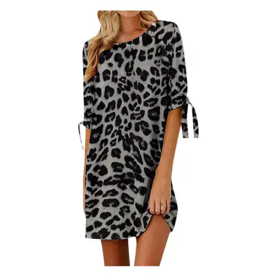 Women Leopard Print Tie-Back Dress