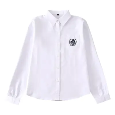 White Orthodox Embroidered Long Sleeve Shirt for Girls