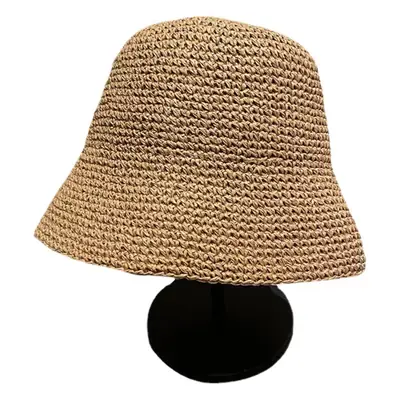 Women Straw Bucket Hat for Summer Beach Wear