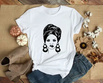 Foreign Trade T-Shirt Black Girl 0 Fashion Short Sleeve