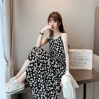 Fairy Floral Chiffon Dress with French Strap