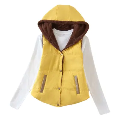 2023 Women's Hooded Lambskin Vest Candy Color Large