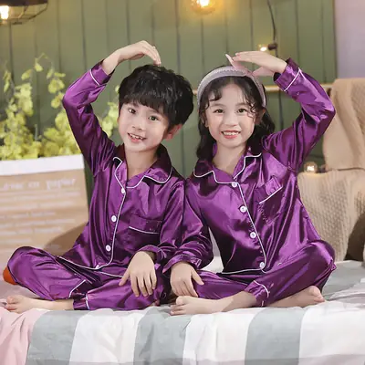 Spring Pajamas for Kids Girls Boys Cardigan Silk