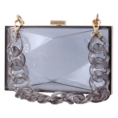 Transparent Diamond Acrylic Square Bag with Gold Frame