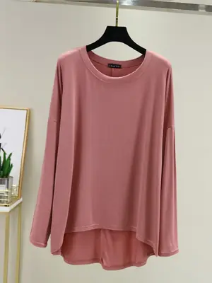 Women Loose Long Sleeve Light Blue T-Shirt