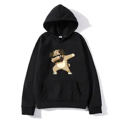 Men White Pug Graphic Hoodie 2020 Plus