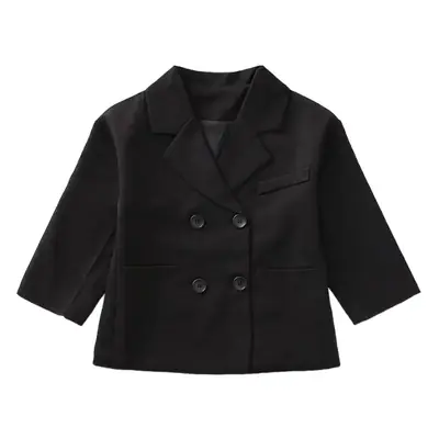Black Korean Style Girls Blazer Trench Coat for Girls 2025