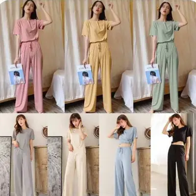 Pink Ice Silk 2-Piece Women's Suit Summer Casual