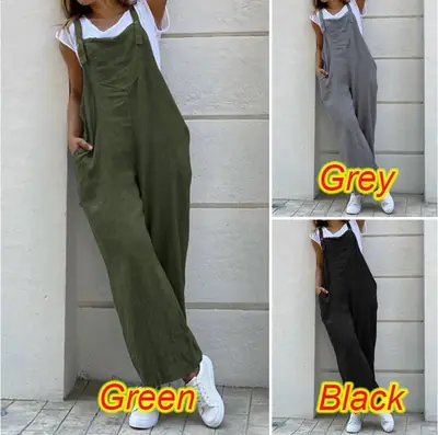 2023 Gray Long Jumpsuit Solid Color