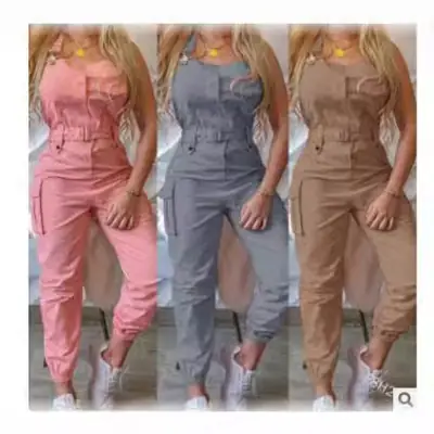 Women's Flap Pocket Pants Set Pink Grey Brown Leggings Belt