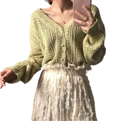 Women V-Neck Knitted Coat for Women