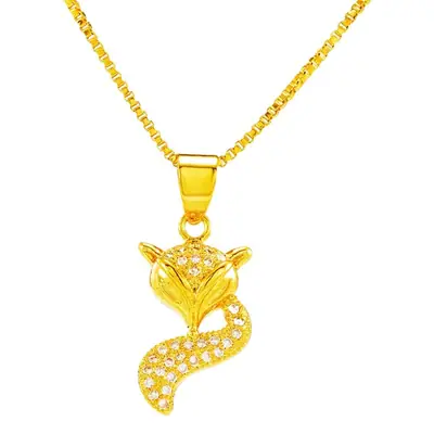 18K Gold Little Fox Fairy Necklace for Women
