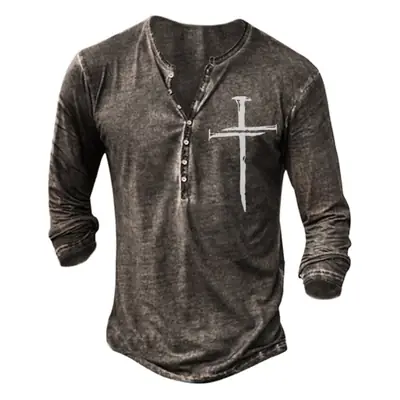 Black Printed Long Sleeve T-Shirt for Men