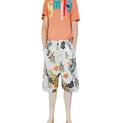 Men Cotton Printed Beach Shorts Large Retro Loose