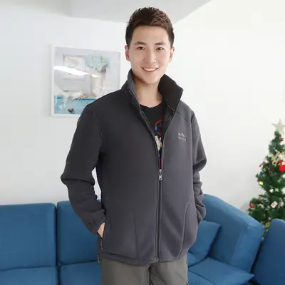 Men's Black Fleece Zipper Jacket Large Plus