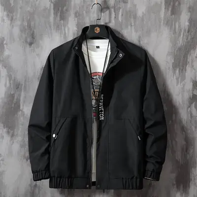 Men's Black Loose Fit Jacket Large Size Cross-border Casual