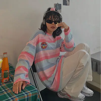 Women Korean-style Striped Long-sleeve Top 2020