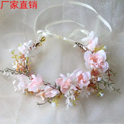 Korean Style Floral Garland Headdress for Bridal Wedding