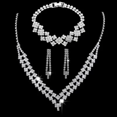 Silver Plated Claw Chain Wedding Earring Set for Women