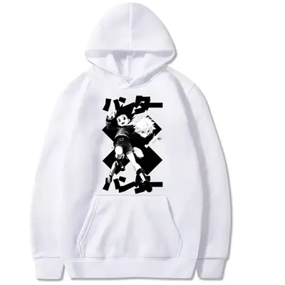 Men Oversize HUNTER Cartoon Hoodie Grey