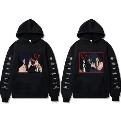 Naruto Sasuke Print Hoodie Yellow Long Sleeve Sweatshirt