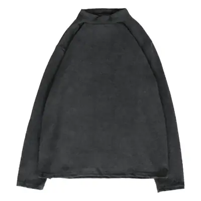 Men Black Long Sleeve T-Shirt with Half Collar Winter Warmth