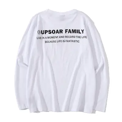 Men's UPsoar Family Printed Sweatshirt Black White Loose Long Sleeve