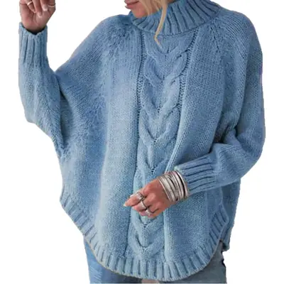 Women Knitted Half Turtleneck Sweater Rose Brown