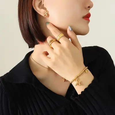 18K Gold Korean Style Jewelry Set for Women