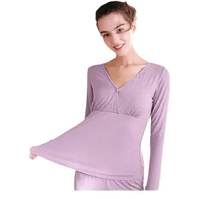 Purple Long Sleeve Bra Maternity Top Modal Confining Summer Wear