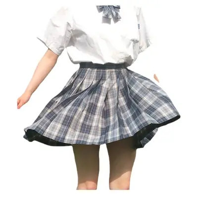 Qingye Plaid Summer College Skirt Set