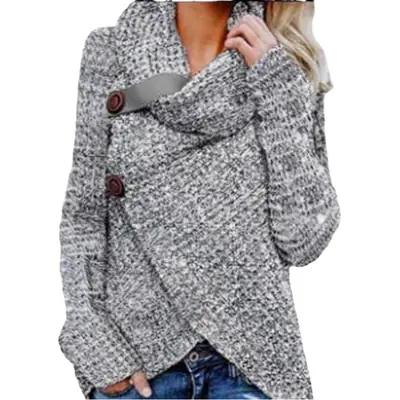 Women Knitted Cardigan Sweater Winter Top Cotton Green