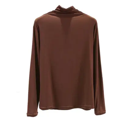 Women's New Modal Collar T-Shirt Brown Large
