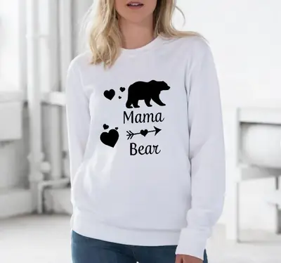 Mama Bear Letter Green Sweatshirt for Women