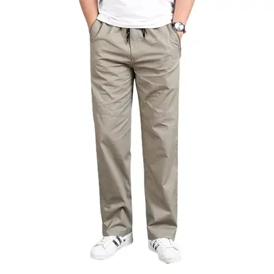 Men's Green Cotton Croc Pants Middle Large Washable Casual
