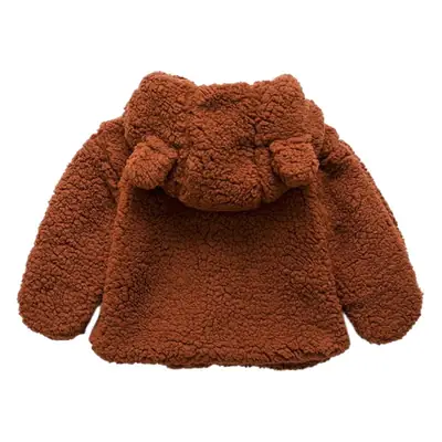 Pink Bear Hooded Wool Baby Jacket 2024 Winter