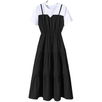 Plus Size Fake Two-Piece Long Skirt Dress Summer