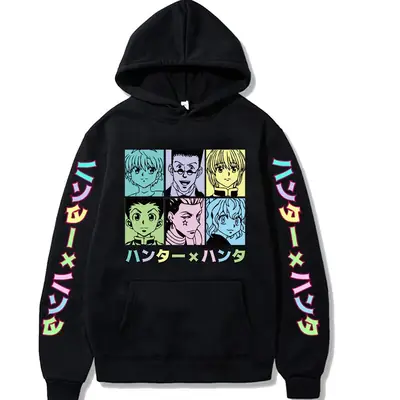 Pink Anime Holographic Hoodie for Men Large