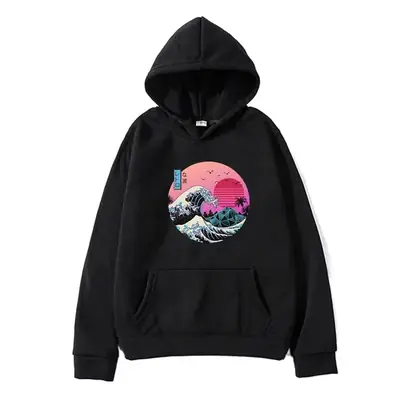 Black Graphic Hoodie for Men Women Autumn Winter