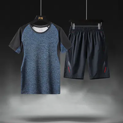 Tide Men's Blue V-Print Shorts Set