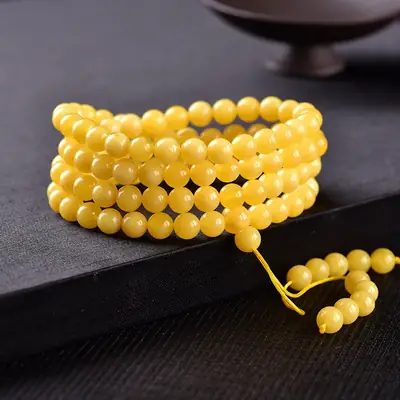 Yellow Beeswax Multi-Circle Bracelet for Men Women